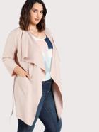 Romwe Skinny Belt Detail Waterfall Coat