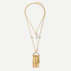 Romwe Bar & Chain Tassel Layered Pendant Necklace