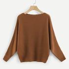 Romwe Batwing Sleeve Ribbed Jumper