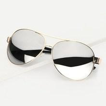 Romwe Guys Metal Frame Mirror Lens Sunglasses