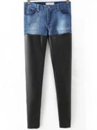 Romwe Contrast Denim Blue Pant