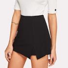 Romwe Split Front Solid Skirt Shorts