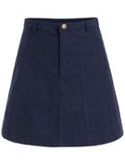 Romwe Buttons A-line Blue Skirt