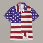 Romwe Men Blue White Red Button Front Shirt