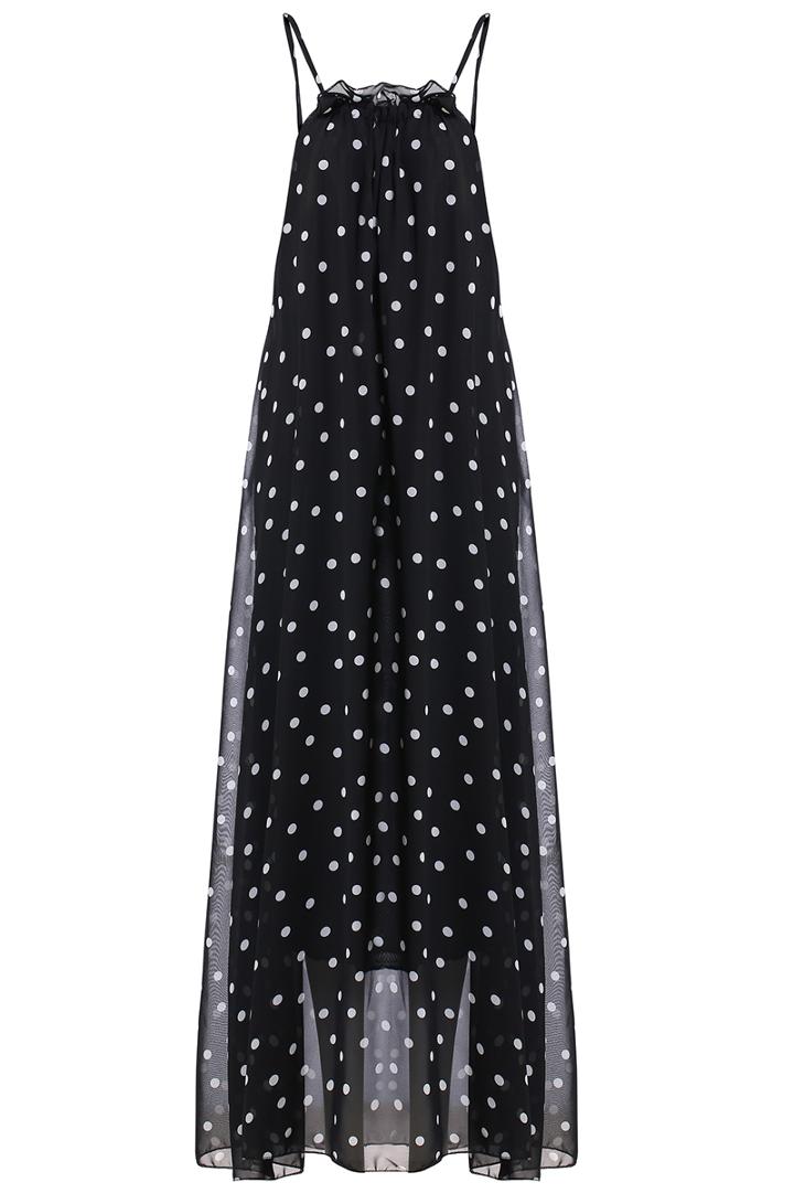 Romwe Polka Dot Print Spaghetti Strap Dress