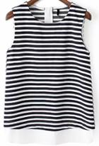 Romwe Contrast Hem Striped Slim Top