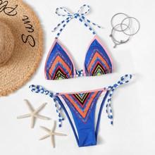 Romwe Random Chevron Tie Side Bikini Set