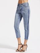 Romwe Blue Frayed Cropped Jeans