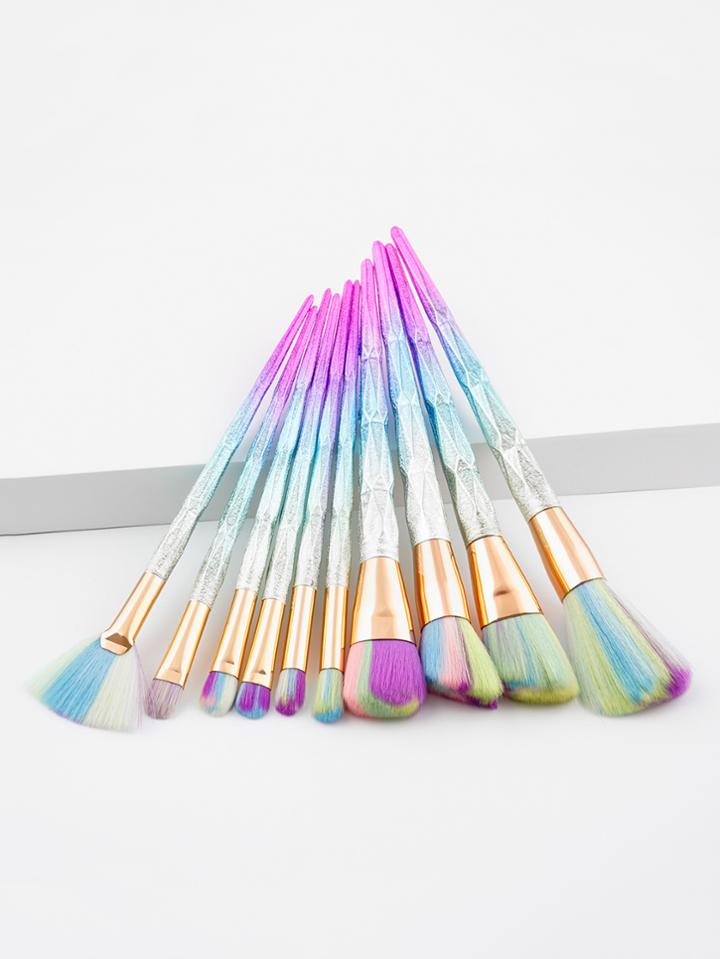Romwe Ombre Diamond Handle Makeup Brush 10pcs
