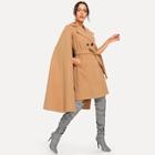 Romwe Button Front Notched Coat