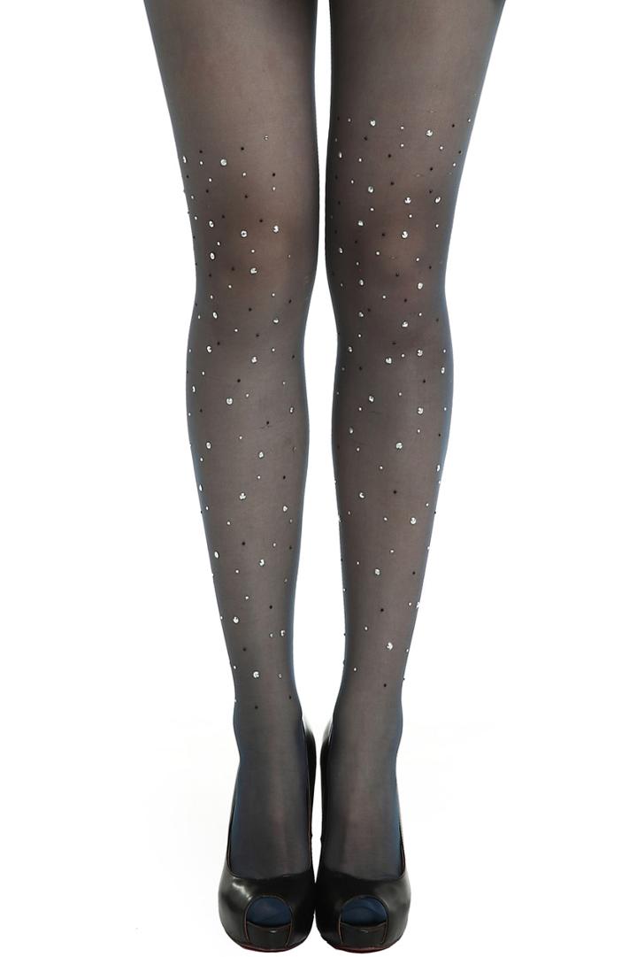 Romwe Fake Diamonds Navy Blue Tights