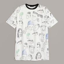 Romwe Guys Allover Figure Print Tee