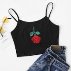 Romwe Rose Embroidered Cami Top
