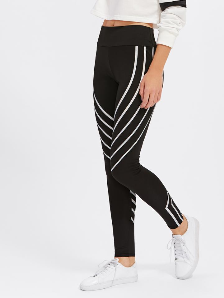 Romwe Surplice Striped Leggings