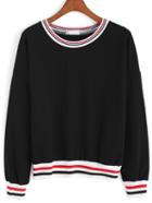 Romwe Varsity Striped Loose Sweatshirt