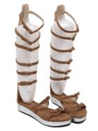 Romwe Buckled Straps Brown High Knee Sandals