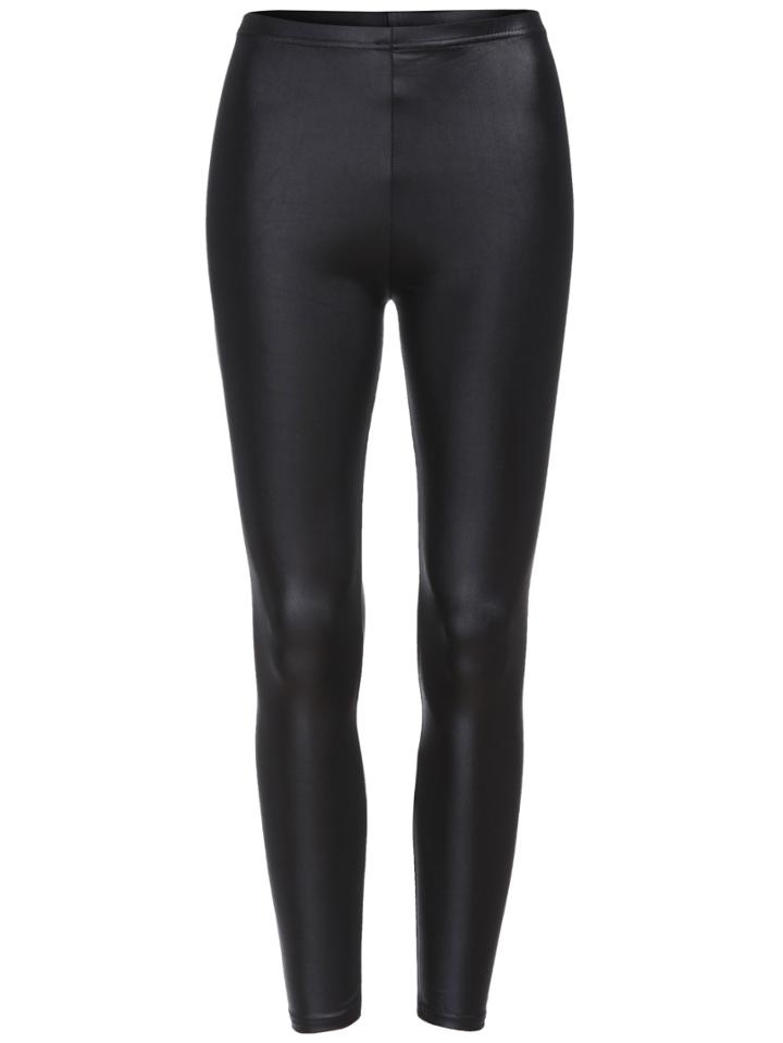 Romwe Elastic Waist Skinny Black Leggings