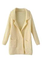 Romwe Pocketed Sheer Cream Cardigan