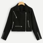 Romwe Zip Detail Tweed Jacket