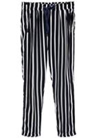 Romwe Black White Vertical Stripe Drawstring Pant