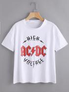 Romwe Letter Print Crew Neck T-shirt