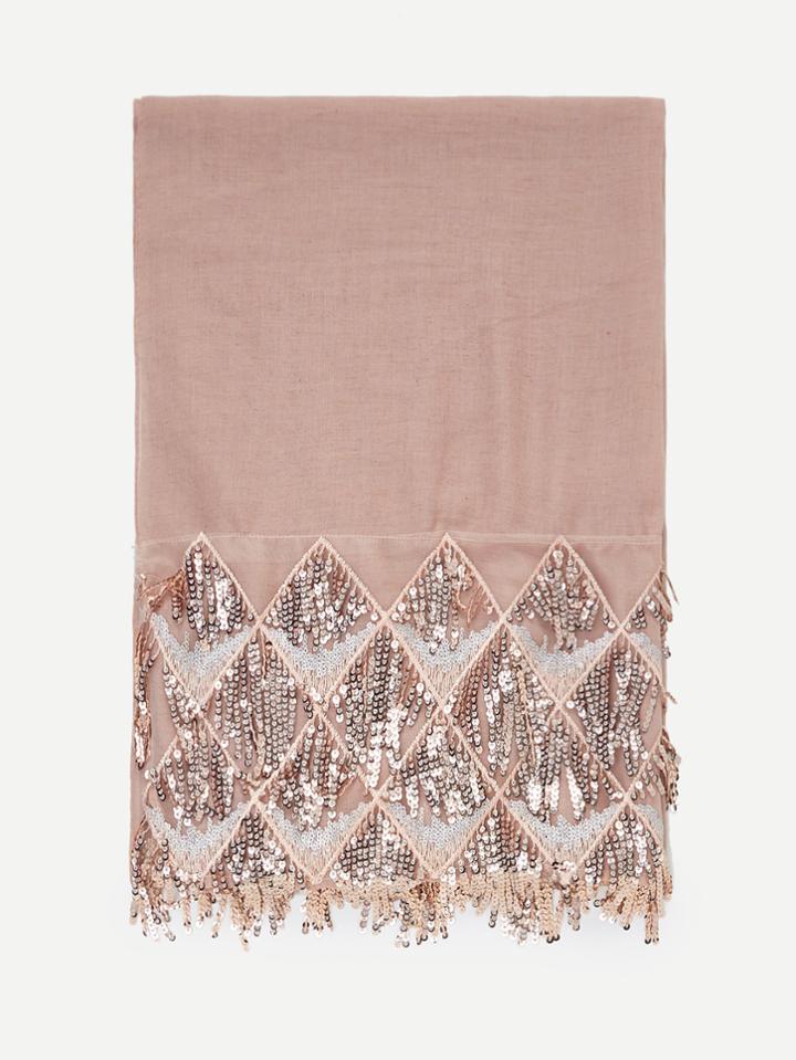 Romwe Sequin Fringe Scarf