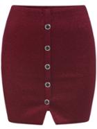 Romwe Red Buttons Knit Bodycon Skirt