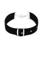 Romwe Black Buckled Suede Leather Punk Choker