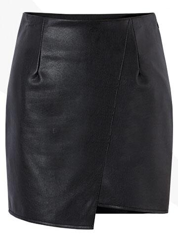 Romwe Slim Asymmetrical Pu Skirt