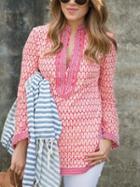 Romwe Stand Collar Graphic Print Blouse