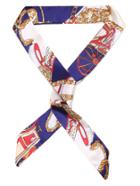 Romwe Multicolor Classical Printing Tie Neck Satin Scarf
