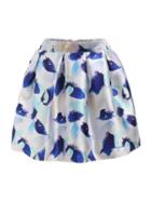 Romwe Feather Print Pleated Skirt