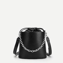 Romwe Chain Detail Drawstring Bucket Bag