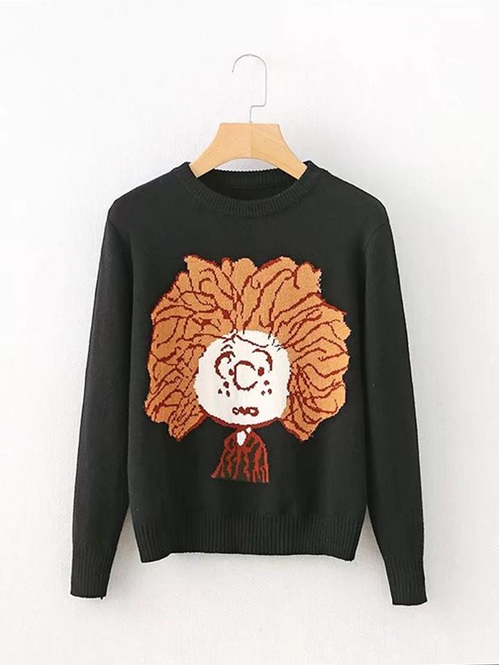 Romwe Rib Trim Figure Sweater