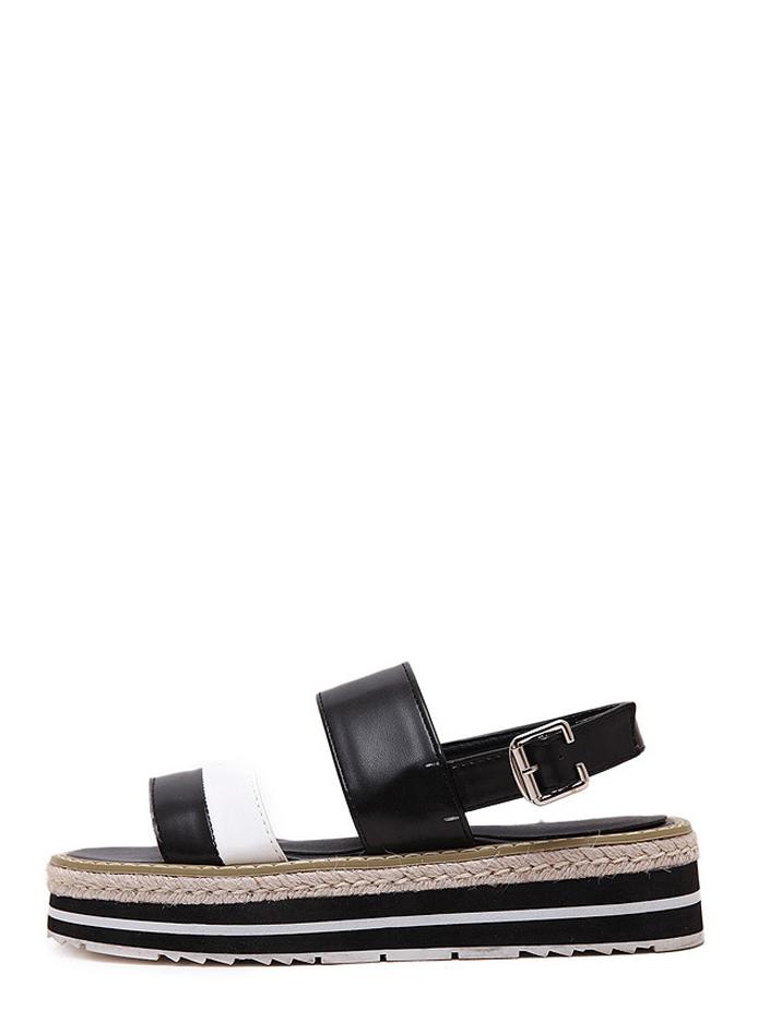 Romwe Black Open Toe Platform Sandals