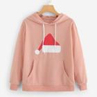 Romwe Hat Print Drawstring Detail Sweatshirt