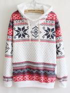 Romwe Snowflake Hooded Tribal Sweatshirt