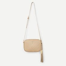 Romwe Tassel Detail Chevron Crossbody Bag
