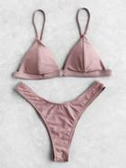 Romwe Seam Detail Triangle Bikini Set