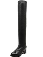 Romwe Black Pointy Over The Knee Chunky Boots