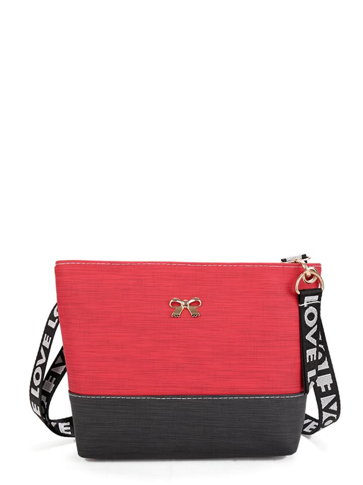 Romwe Bow Detail Color Block Shoulder Bag