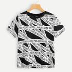 Romwe Caution Tape Print T-shirt