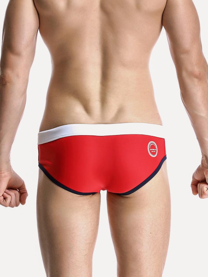 Romwe Men Contrast Trim Swim Briefs
