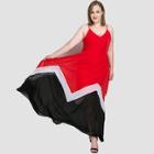 Romwe Plus Color Block Chevron Cami Dress