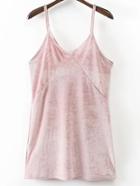 Romwe Pink Velvet Mini Cami Dress