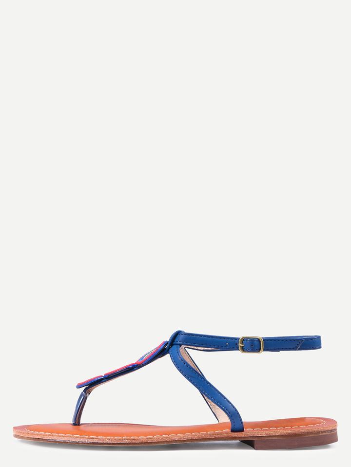 Romwe Navy Flat Flip Sandals