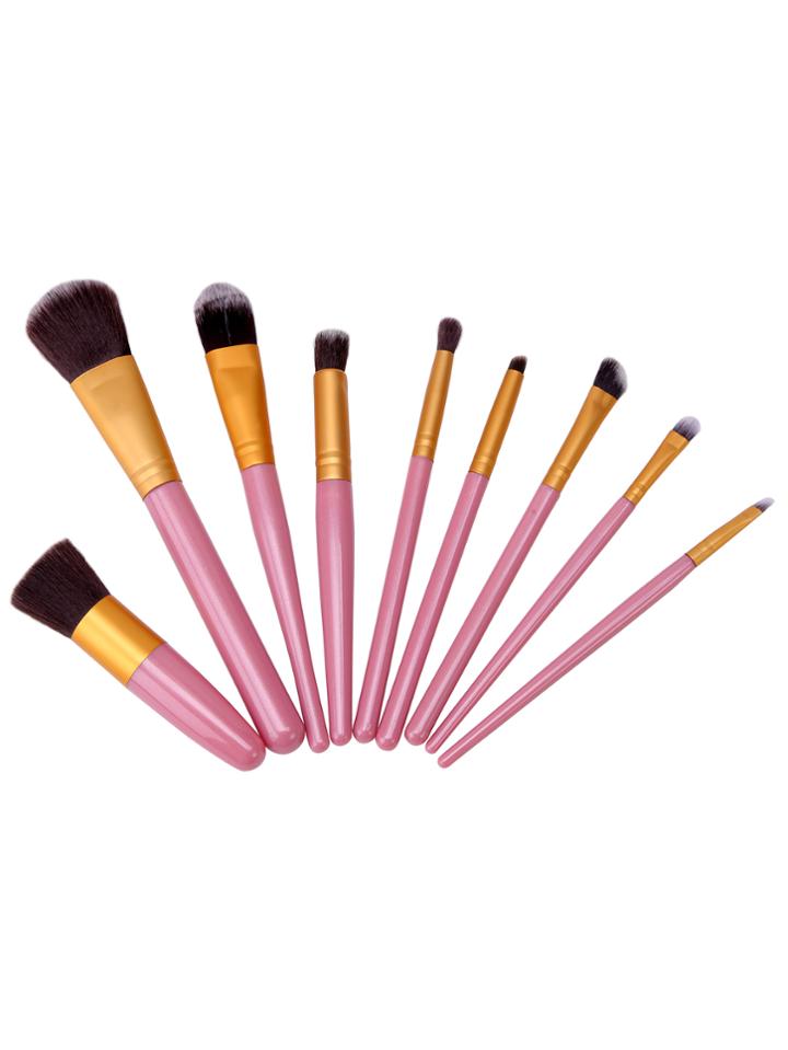 Romwe 9pcs Pink Professional Makeup Brush Set