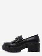 Romwe Black Fringe Chain Embellished Flatform Shoes