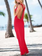 Romwe Red Y Back Maxi Dress
