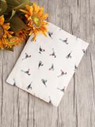 Romwe Bird Print Canvas Clutch Bag